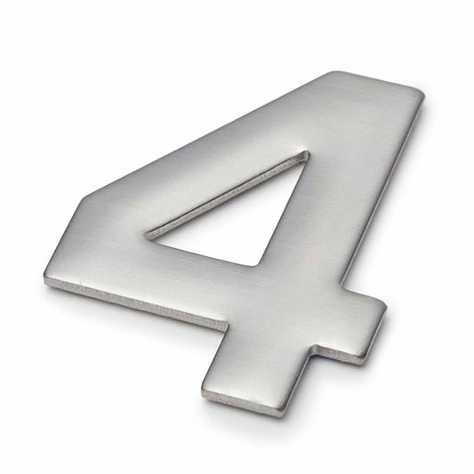 Sandleford 50mm Mode Stainless Steel House Number 4 - Silver - Self Adhesive