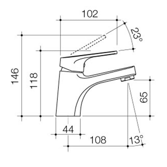 Dorf Chrome Lead Free Kip Basin Mixer - 44mm x 118mm x 130mm - Water Saving – view 2