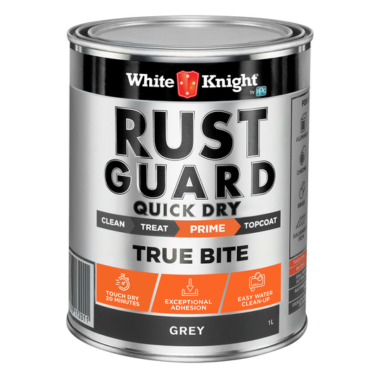 White Knight Rust Guard Primer Paint 1L Grey Water Based Quick Dry - Auzzistore