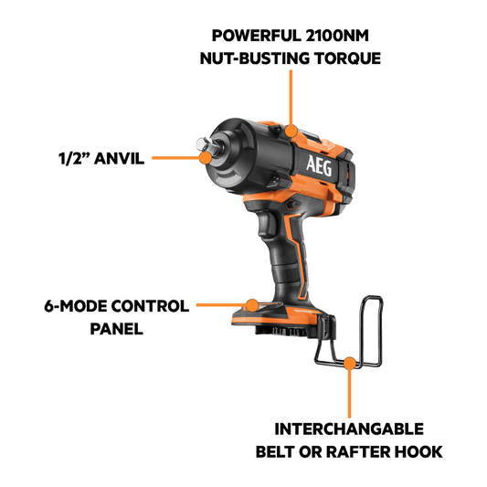 AEG High Torque Impact Wrench - 18V - Skin Only - 6-Mode Performance – view 2