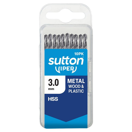 Sutton Tools 3mm Viper Metric Drill Bit 10 Pack - M2 HSS - Bright Finish - Auzzistore