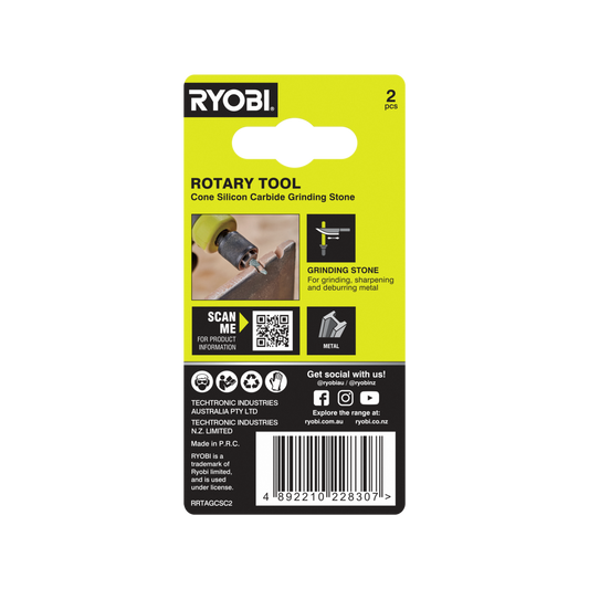 Ryobi Rotary Cone Grinding Stone 2 Pack - 4.7mm - Metal Deburring & Sharpening – view 2 - Auzzistore