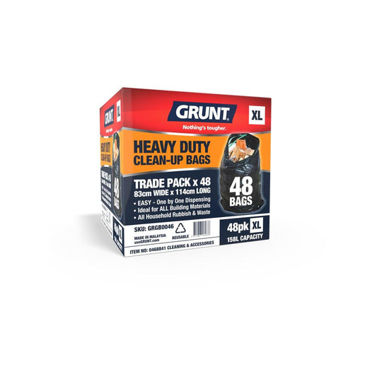 Grunt 158L Black Heavy Duty Clean Up Bags - 158L Capacity - Tough Design
