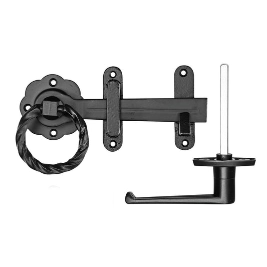 Pinnacle Black Colonial Gate Latch - Steel - 400mm x 320mm - Secure - Auzzistore