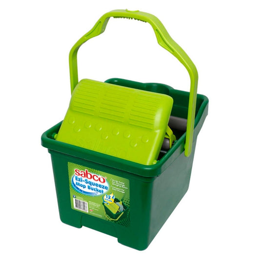 Sabco 12L Ezi Squeeze Mop Bucket - Polypropylene - Easy Carry - Green