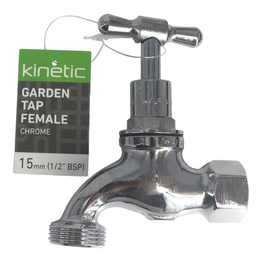 Kinetic 15mm Chrome Male & Female Garden Tap - Lead-Free Brass - Durable – view 2 - Auzzistore