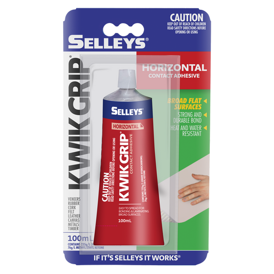 Selleys Kwik Grip Horizontal Contact Adhesive 100ml Solvent-Based Instant Bond