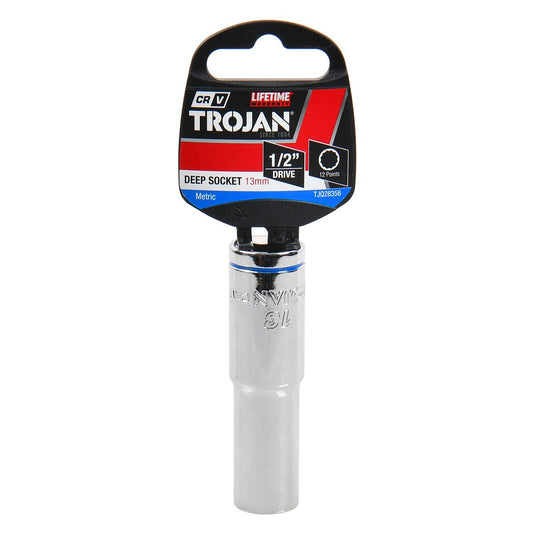 Trojan 13mm Deep Socket 1/2" Drive - Chrome Vanadium - Durable - 12-Point – view 2 - Auzzistore