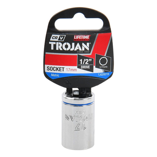 Trojan 17mm Socket 1/2 Drive - Polished Chrome Vanadium - Durable 12 Point Design – view 2 - Auzzistore