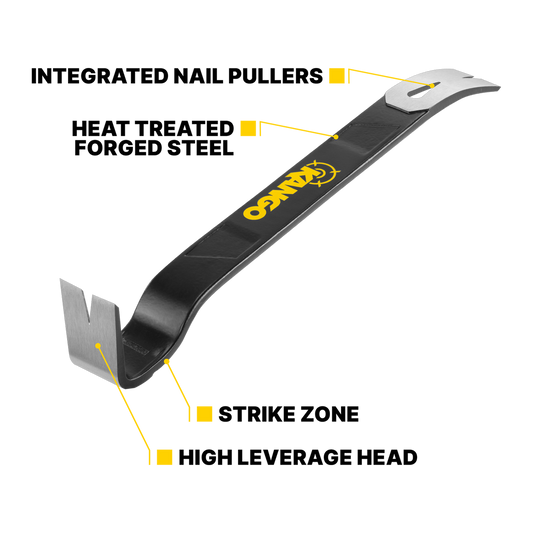 Kango 450mm Flat Pry Bar - Heat Treated Steel - High Leverage - Durable – view 2 - Auzzistore
