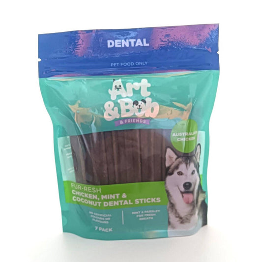 Art Bob Chicken Mint Coconut Dental Sticks - 7 Pack - Fresh Breath Support