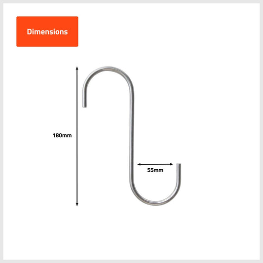 Taskmaster Steel S Hook - 180 x 100 x 6mm - 4 Pack - Garage Storage – view 2