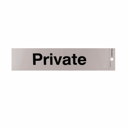 Sandleford Private Self Adhesive Sign - Silver - Weather Resistant - 245mm x 58mm - Auzzistore