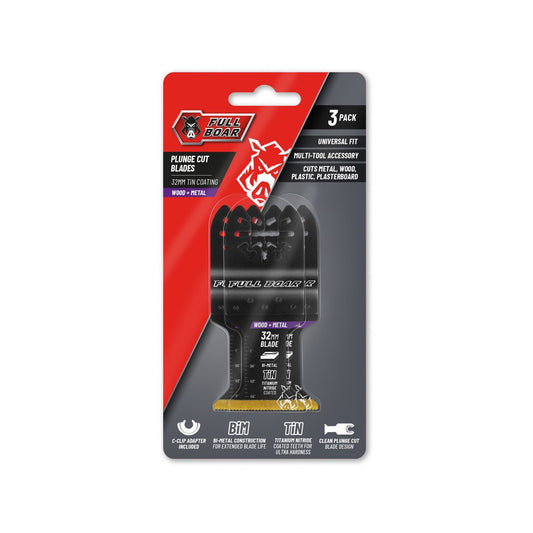 Full Boar Plunge Cut Multi Tool Blade 3 Pack - 32mm - Bi-Metal Construction – view 2 - Auzzistore