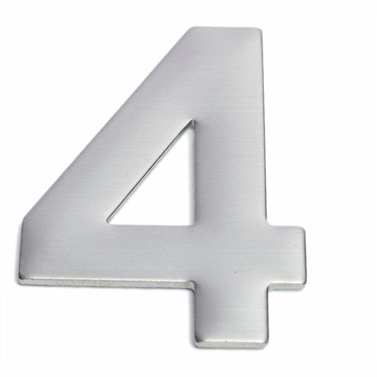 Sandleford Stainless Steel Self Adhesive House Number 4 - Brushed Finish - 75mm
