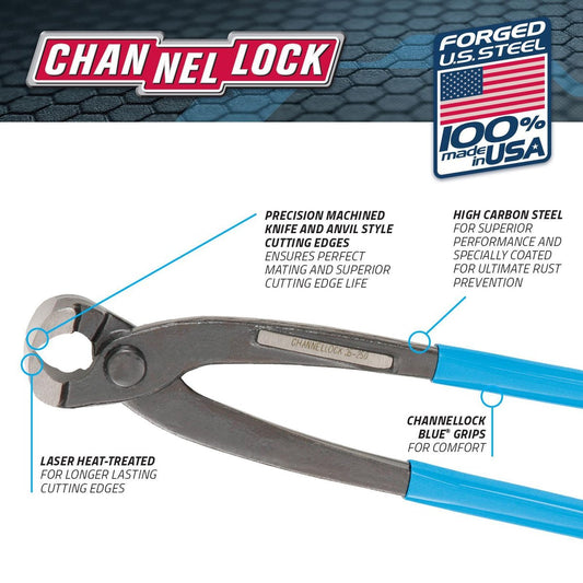 Channellock Concreters Nippers 250mm High Carbon Steel Durable Cutting – view 2 - Auzzistore