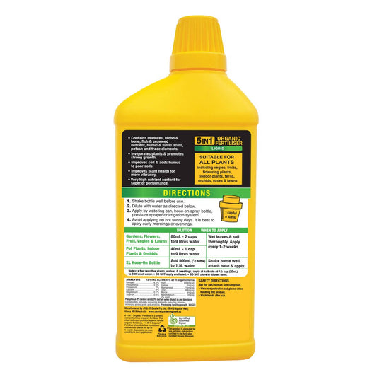 Searles 5 in 1 Organic Liquid Fertiliser - 1L - Liquid Concentrate - All Plants – view 2 - Auzzistore