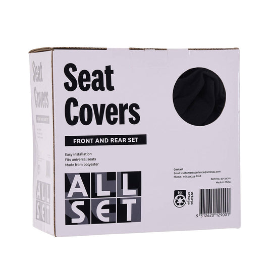 All Set Front and Rear Seat Covers - Universal Fit - Black - Durable Protection