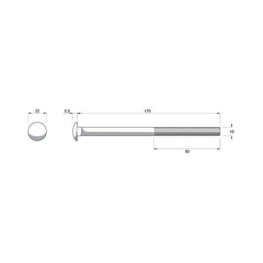 Zenith Cup Head Bolt - M10 x 170mm - Hot Dipped Galvanised - Rust Resistant – view 2 - Auzzistore