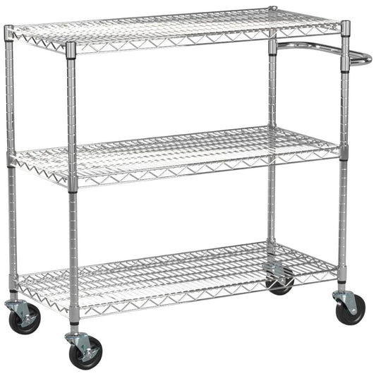 Trinity EcoStorage 3-Tier Steel Utility Cart CTBFZ-0902 Chrome with Wheels — image 2