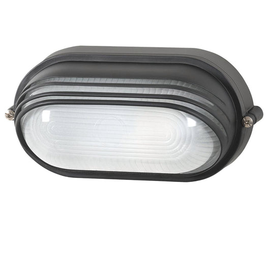 Arlec Large Black Oval Louvered Bunker Light - 280mm Metal Weather Resistant