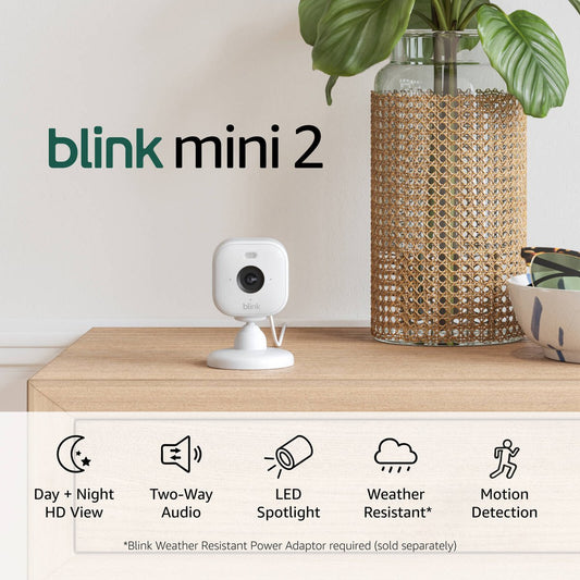 Blink Mini 2 Smart Security Camera - 2 Pack - 1080p HD - White - Indoor/Outdoor – view 2 - Auzzistore