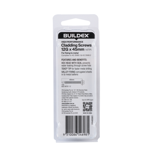 Buildex 12g x 45mm Roofing Teks Screws - 8 Pack - Class 3 Corrosion Protection – view 2 - Auzzistore