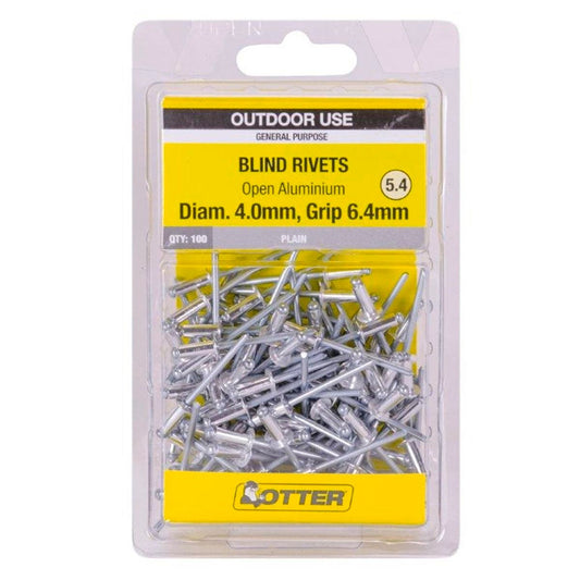 Otter Open Aluminium Blind Rivets 4x6 4mm 100 Pack Strong Lightweight - Auzzistore