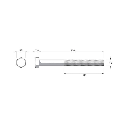 Zenith M12 x 130mm Hot Dip Galvanised Hex Head Bolts and Nuts Each – view 2 - Auzzistore