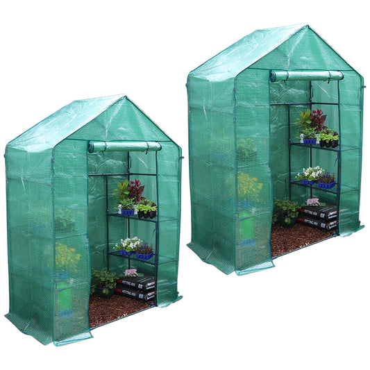 Greenlife Walk-in Greenhouse 2 Tier Twin Pack With PE Cover 195 x 143 x 73 cm – view 2