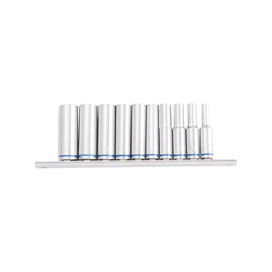 Kincrome Deep Socket Rail 10 Piece 1/4" Drive Metric - Chrome Vanadium Steel - Auzzistore