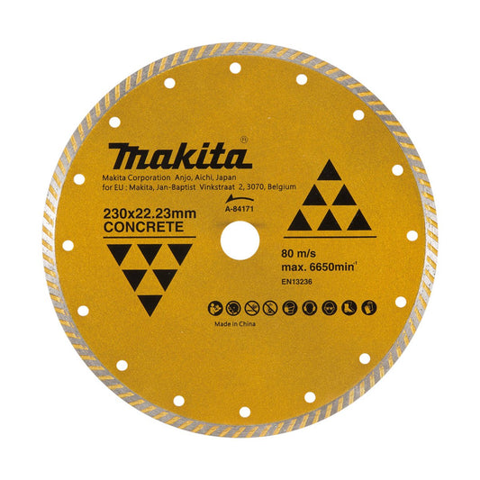 Makita 230mm Diamond Blade Turbo Rim A-84171 - Dry Cutting - Cost-Effective - Auzzistore