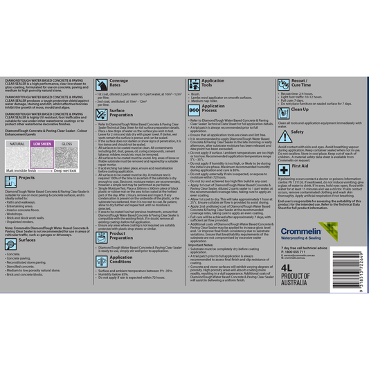 Crommelin 4L DiamondTough Concrete Sealer Water Based Clear Protection – view 2 - Auzzistore