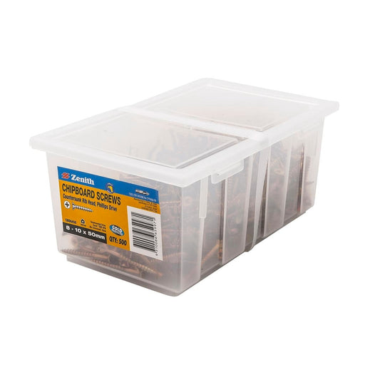 Zenith 8g x 50mm Gold Passivated Chipboard Screws - 500 Pack - Countersunk Head - Auzzistore