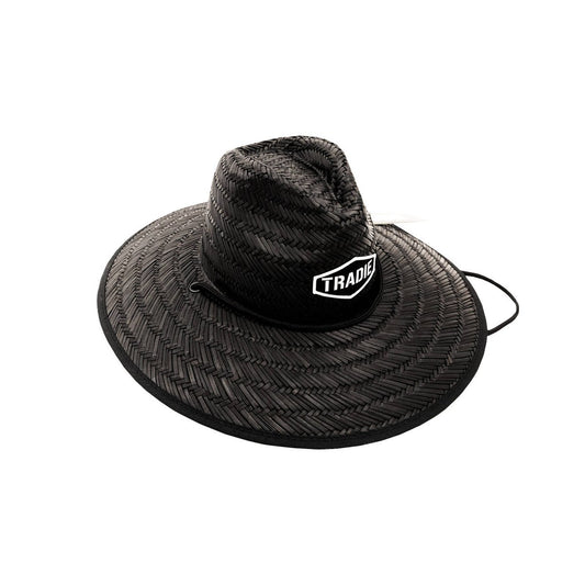 Tradie Black Straw Hat - One Size - Lightweight - Sun Protection - Black – view 2