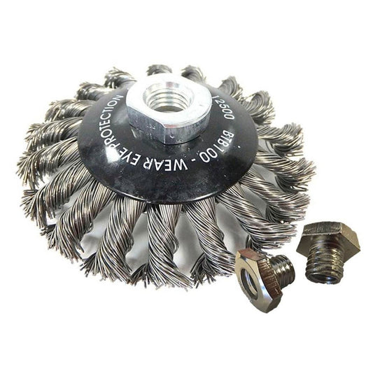 Josco 100mm Twistknot Bevel Brush - Rust & Paint Removal Tool - Black - Auzzistore
