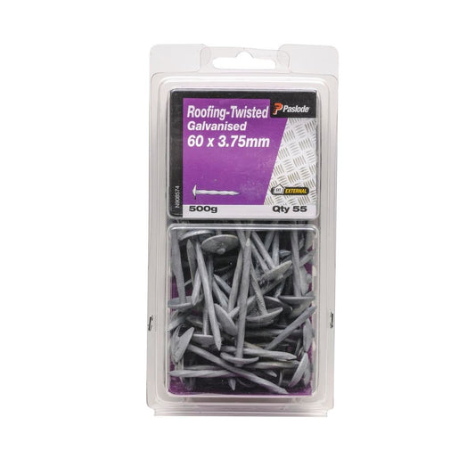 Paslode Roofing Nails - 60 x 3.75mm - Galvanised - Twisted Shank - 55 Pack - Auzzistore