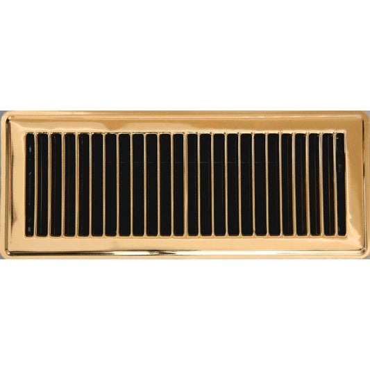 Accord Floor Register - 10 x 30cm - Polished Brass - Adjustable Damper - Auzzistore