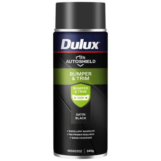 Dulux Autoshield Spray Paint - 340g Satin Black Bumper - Durable Finish - Auzzistore