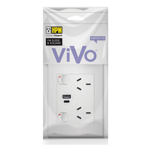 Hpm White Vivo Double Powerpoint - 2 Outlets - 15W USB Charger - Compact Design – view 2 - Auzzistore