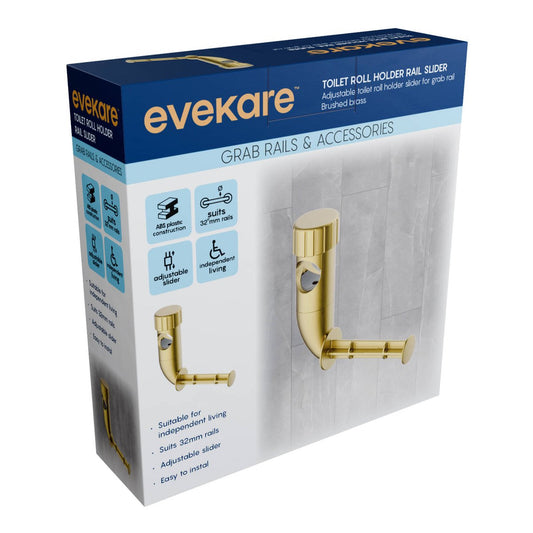 Evekare 32mm Brushed Brass Toilet Roll Holder - Adjustable - Easy Install – view 2