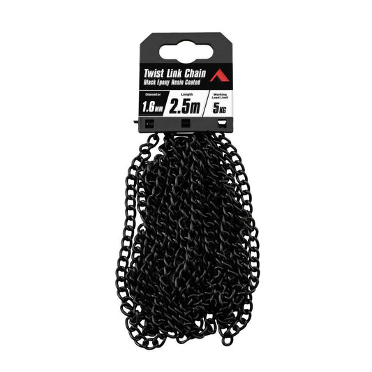 Pinnacle 1 Twist Link Chain 6mm x 2.5m - Matte Black - 5kg Load Rating - Auzzistore