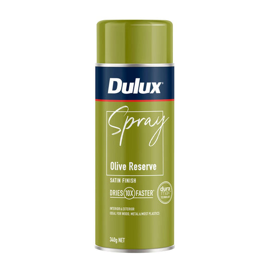 Dulux Spray Paint 340g Satin Olive Reserve - Fast Drying - Self-Priming - Auzzistore