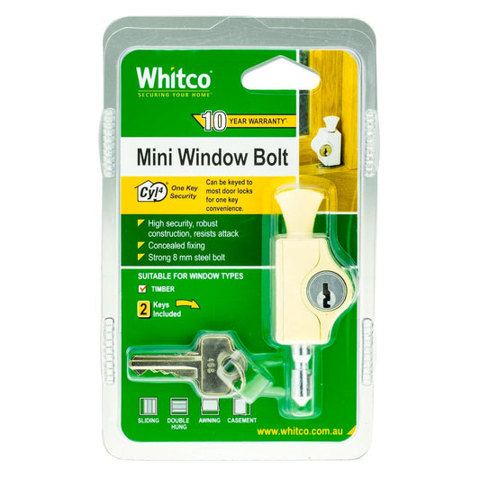 Whitco Primrose Mini Bolt Lock - High Security Window Lock - 1 Pack - Auzzistore