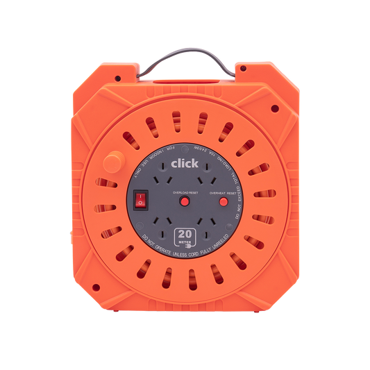 Click 20m Heavy Duty 4 Outlet Cable Reel - Orange and Grey - Safety Features – view 2 - Auzzistore