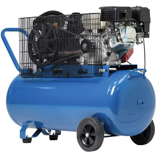 Hyundai HYAC65100BD 6.5HP Petrol Air Compressor 100 Litre Tank Belt Drive Blue — image 2