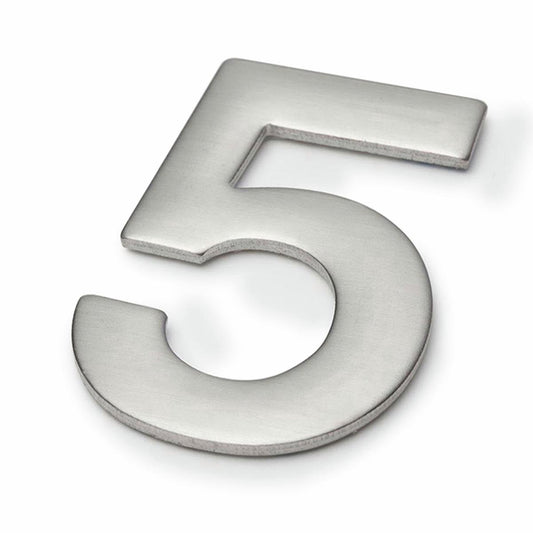 Sandleford 50mm Stainless Steel Self Adhesive House Number 5 - Silver