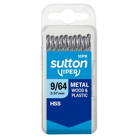 Sutton Tools Viper Drill Bit - 9/64" - 10 Pack - M2 HSS - Bright Finish - Auzzistore