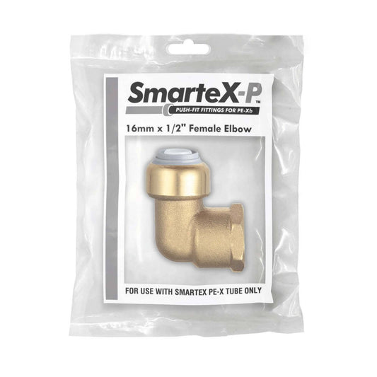 Smartex Pex Female Elbow - 16 x 15mm - Lead Free Brass - Push-Fit Fitting – view 2 - Auzzistore