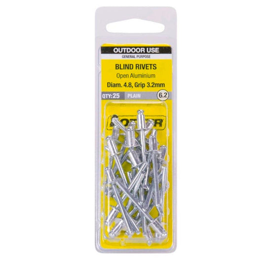 Otter Open Aluminium Blind Rivets 8 x 3 2mm 25 Pack Strong Lightweight - Auzzistore